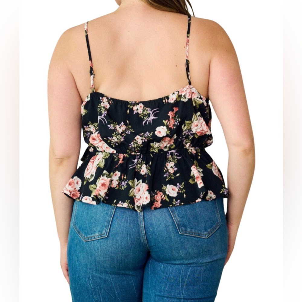 NEW Zenobia Trendy Plus Size Sleeveless Peplum Floral Tank Top - Picture 2 of 2